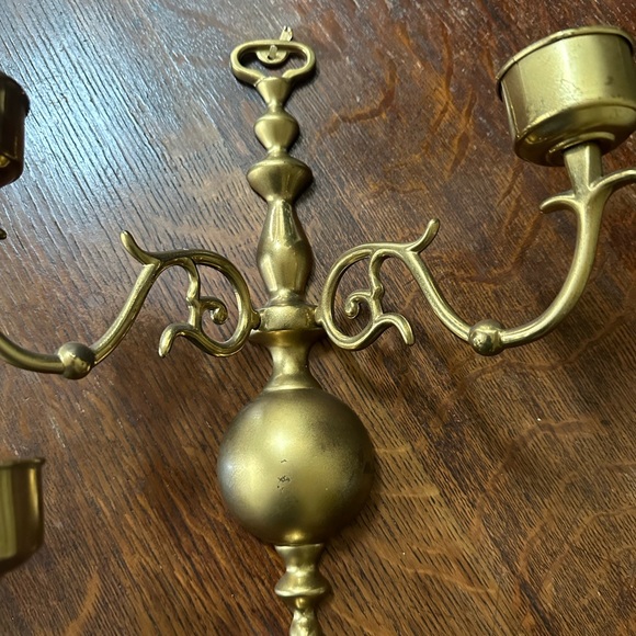 Brass antique candle sconces - 10 inches tall. Selling as a pair - Picture 2 of 2